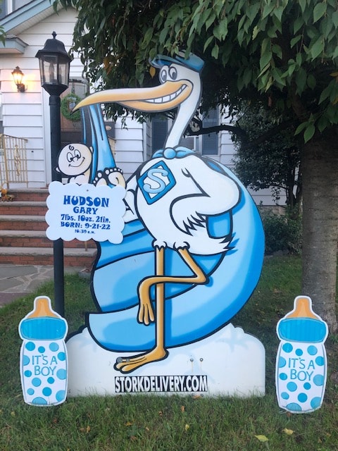 Stork yard sign birth announcement